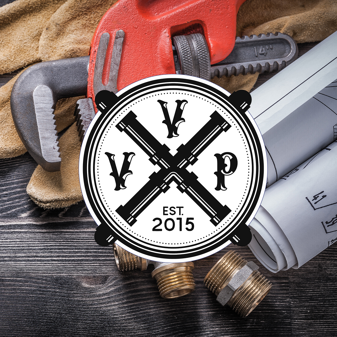 plumbing tools with company logo overtop